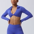 thumbnail image 5 of Women's V Neck Sports Bras Workout Running Athletic Bra Long Sleeve Crop Tops Metamorph Sienna Twist Deep V Workout Cropped T Shirt Top with Compression for Yoga Pilates Gym Outfit, 5 of 7