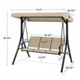 thumbnail image 2 of Columpio para patio exterior de 3 asientos con dosel ajustable, hamaca colgante con estructura resistente y tela transpirable, capacidad de 600 lbs, ideal para jardín, 2 of 9