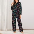 thumbnail image 2 of Honeii Feathers And Butterflies print Women's Pajama Sets Long Sleeve Button Down Sleepwear Nightwear Soft Pjs Lounge Sets-Medium, 2 of 7