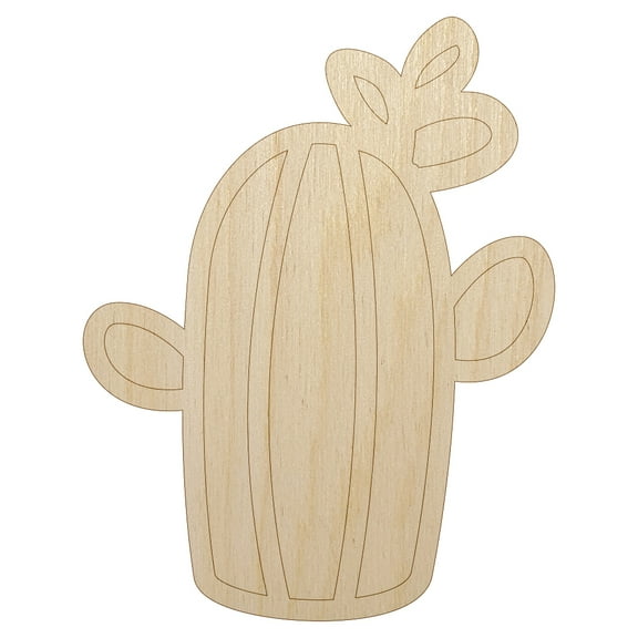 Cactus Succulent with Flower Doodle Wood Shape Unfinished Piece Cutout Craft DIY Projects - 4.70 Inch Size - 1/8 Inch Thick