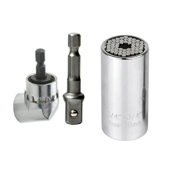 Universal Socket Wrench Power Drill Adapter Set 7mm-19mm and 105 Degree Right Angle Drill Adapter Professional Repair Tools