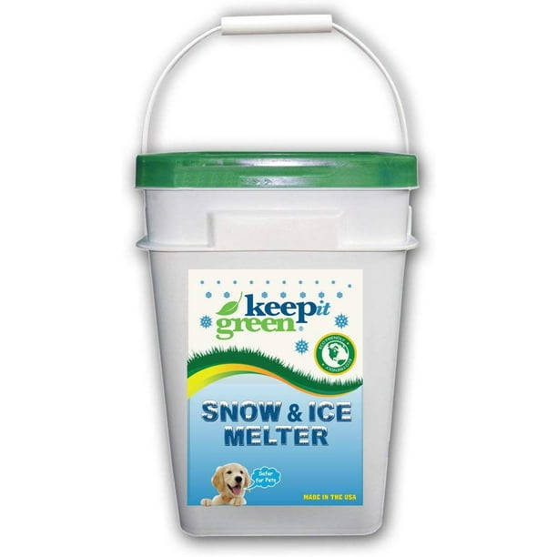 Keep It Green Pet Safe Snow Melt 35lb Bucket Nontoxic Ice Melter Rock Salt Pellets Calcium