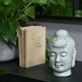 thumbnail image 2 of Ceramic Buddha Head with Bun Ushnisha SM Gloss Finish Ash Gray, 2 of 2