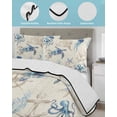 thumbnail image 4 of Nautical Coastal Full Size Down Alternative Comforter, Lightweight Comforter Quilt Bedding Set with Pillow Shams Vintage Beach Octopus Turtle Jellyfish All Seasons Bed Comforter Duvet Insert 78"x90", 4 of 7