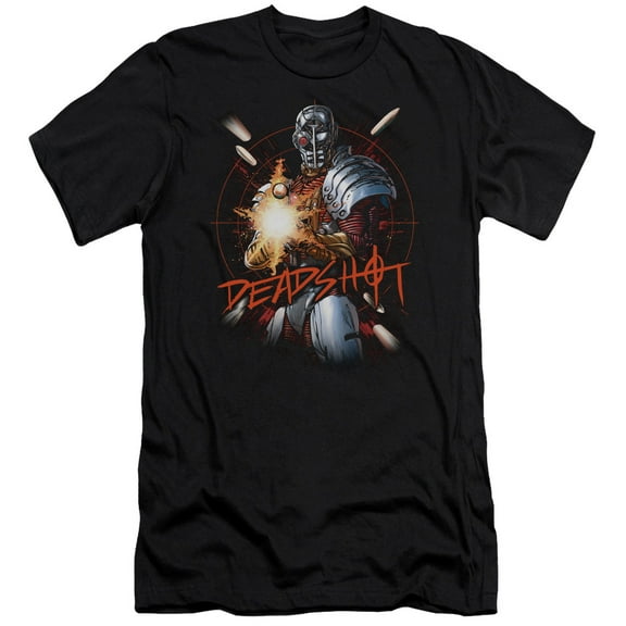 JLA Justice League Deadshot Premium Canvas Adult Slim Fit 30/1 T-Shirt Black