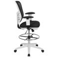 thumbnail image 3 of Mid-Back Black Mesh Ergonomic Drafting Chair with Adjustable Chrome Foot Ring, Adjustable Arms and White Frame, 3 of 9