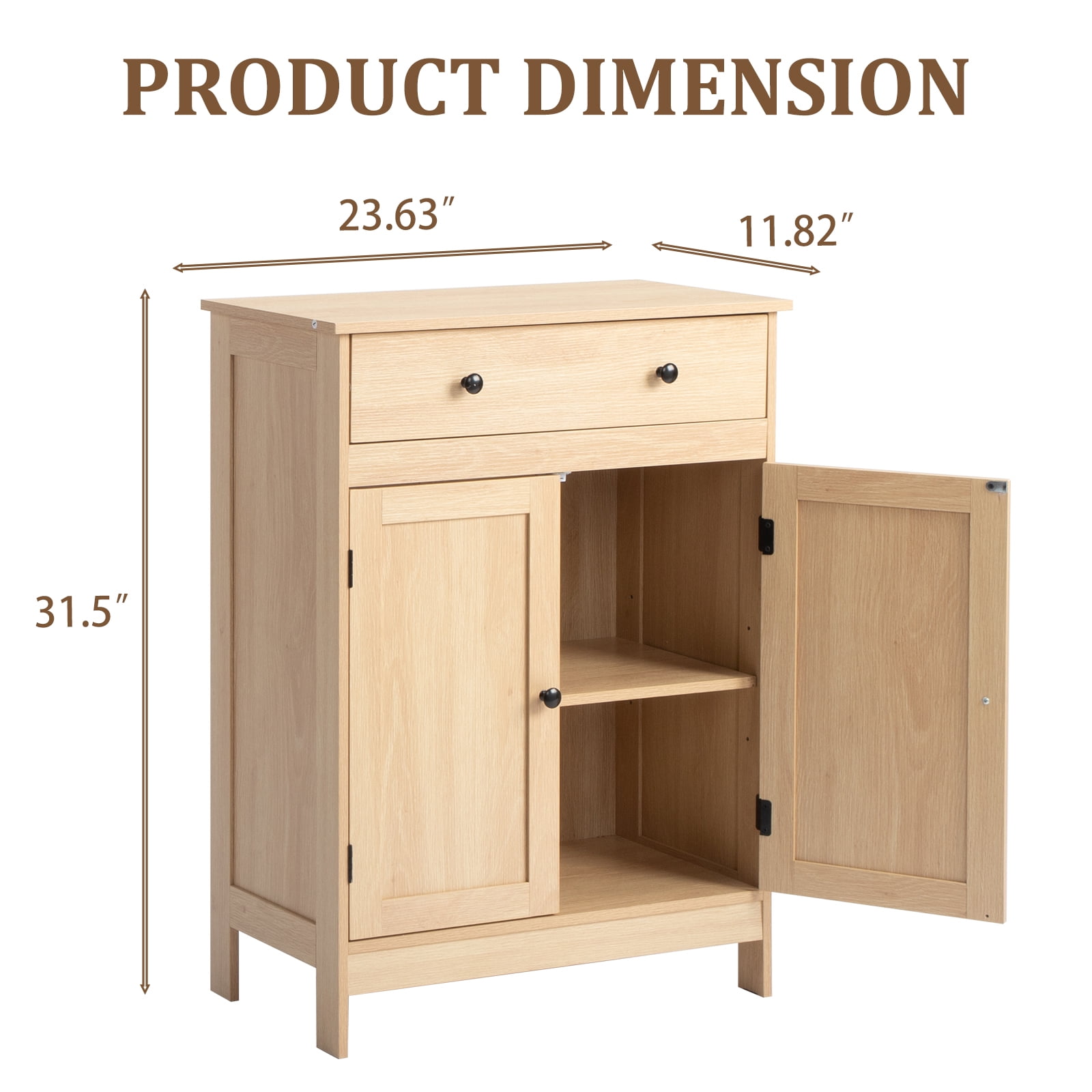 Ktaxon Bathroom Floor Cabinet, Freestanding Storage Cupboard w/ Drawer and 2 Doors, Wood