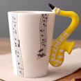 thumbnail image 4 of Ceramic Cup Coffee Mug Instrument Mug Creative Gift Musical Instrument Handle Cup Yellow Saxophone Stave, 4 of 9
