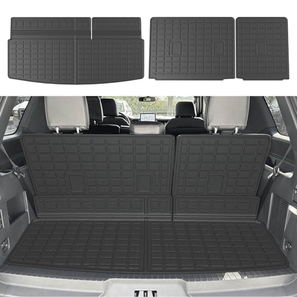 powoq Tapis de Coffre Compatible avec Ford Expedition 2018-2024/lincoln Navigator 3ème Tapis de Dossier de Remplacement pour Accessoires Ford Expedition 2018-2024 (Tapis de Coffre + Tapis de Dossier 3ème Rangée)