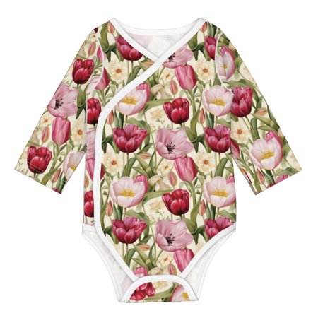 

Coaee Tulips Flowers for Soft Cotton Baby Long-Sleeve Bodysuit Girls Boys Bodysuit Romper