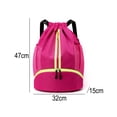 thumbnail image 2 of Mochila con cordón Mochila deportiva para gimnasio con bolsillos de malla Bolsa de cuerda resistente al agua para mujeres, hombres y niños, rosa roja, 2 of 5