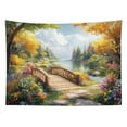 thumbnail image 2 of Forest Floral Tapestry Wall Hanging Yellow Green Tree and Colorful Wildflower Wall Tapestry for Bedroom Aesthetic Nature Landscape River Tapestry for Living Room College Dorm Decor,60x40 inch, 2 of 5