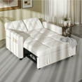 thumbnail image 2 of Craftian 55" Modern Convertible Sofa Bed with Pull Out Bed, Upholstered Loveseat Sofa Couch with Adjustable Backrest, White, 2 of 10