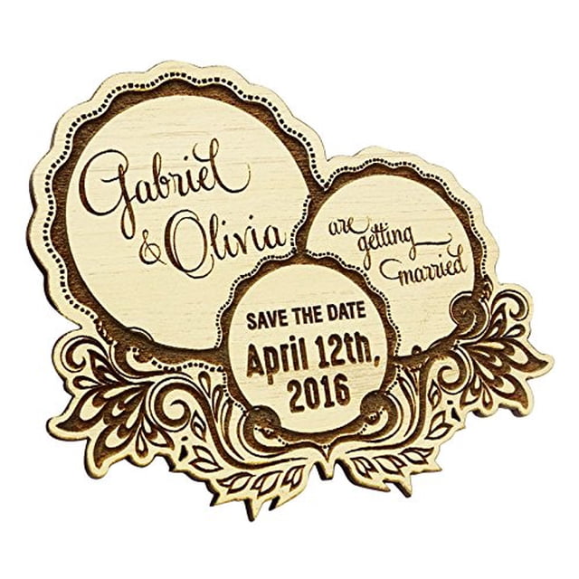 Rustic Wedding Save the Date Wooden Magnet 40 Custom Engraved Wooden Magnet Personalized Gift