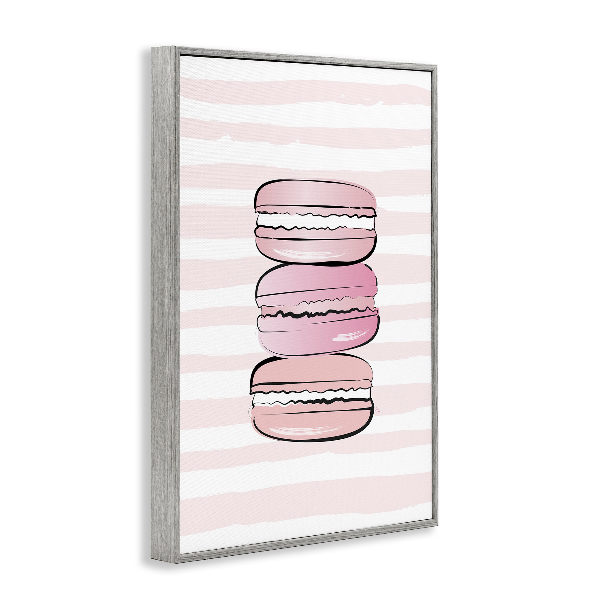 Stupell Industries Blush Pink Macarons Food & Beverage Painting Gray Framed Art Print Wall Art, 20 x 30