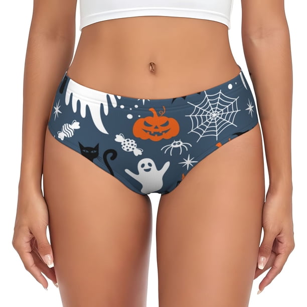 Balery Halloween Ropa Interior de Algodón para Mujer con Dibujo – Braguitas Cómodas y Elásticas, Estilo Clásico-Medium