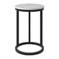 thumbnail image 4 of CorLiving Fort Worth Engineered Wood Round Top Indoor Side Table with C-Shaped Steel Base, White Marbled, 4 of 5