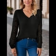 thumbnail image 4 of Suéter de Larga con Cuello en V para Mujer, Suéter de Otoño, Jersey de Punto. Negro XL, 4 of 10