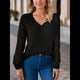 thumbnail image 4 of Suéter de Larga con Cuello en V para Mujer, Suéter de Otoño, Jersey de Punto. Negro XXXL, 4 of 10