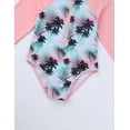 thumbnail image 5 of Kvysinly Kids Girls One-Piece Long Sleeves Rash Guard Hawaii Style Printed Swimsuit Zipper Bathing Pink 4, 5 of 5