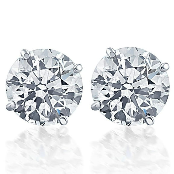 Pompeii Certified 1/2 Carat (ctw) Natural Diamond Studs in 14K White Gold (K-L,I2/I3)
