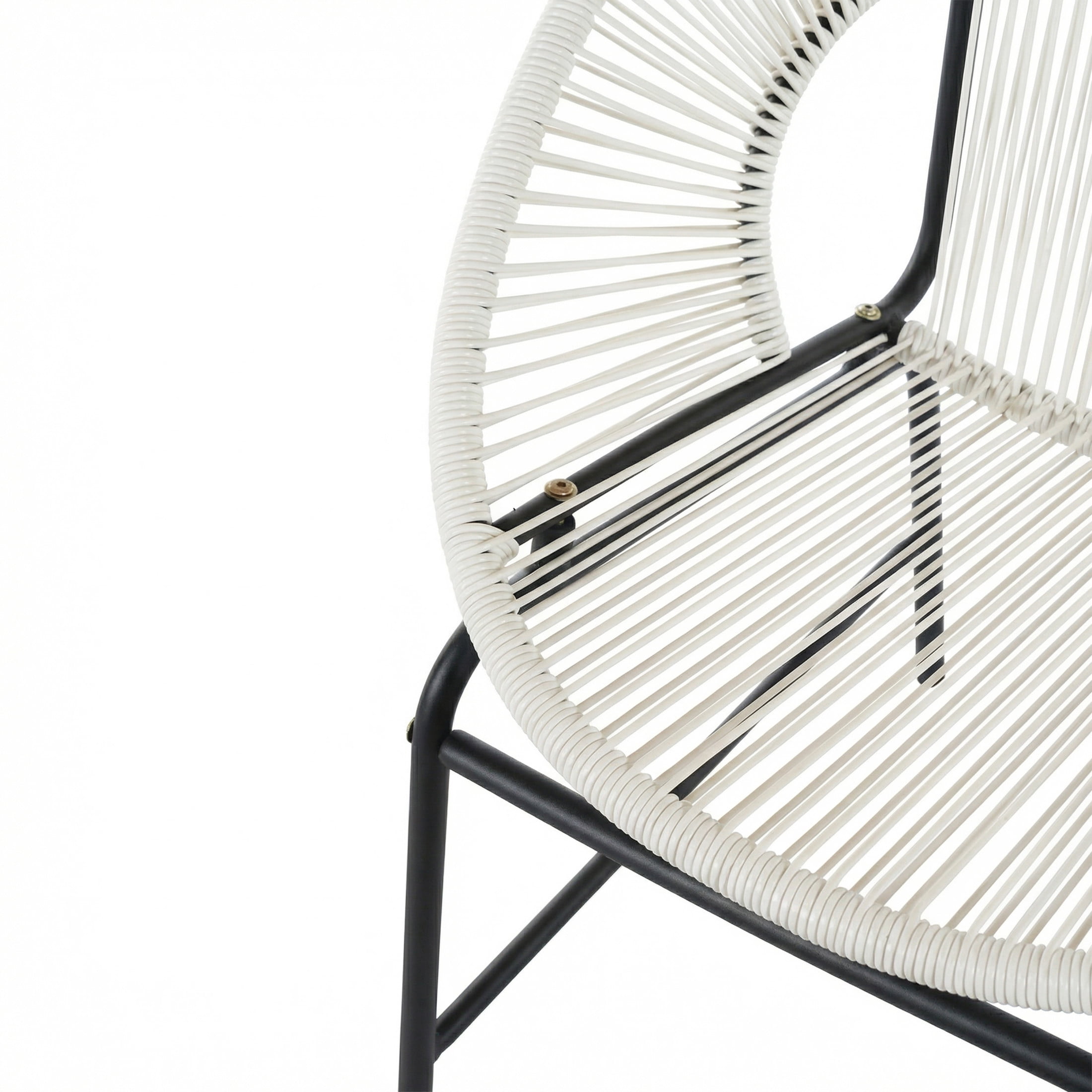 Christopher Knight Home 4-Piece Outdoor Chat Set, Rattan Loveseat, Chairs and Wood Coffee Table, White