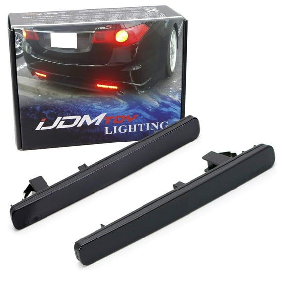 Smoked Lens 48-SMD LED Bumper Reflector Lights For 09-14 Acura TSX (Euro Accord) Function as Tail, Brake & Rear Fog Lamps