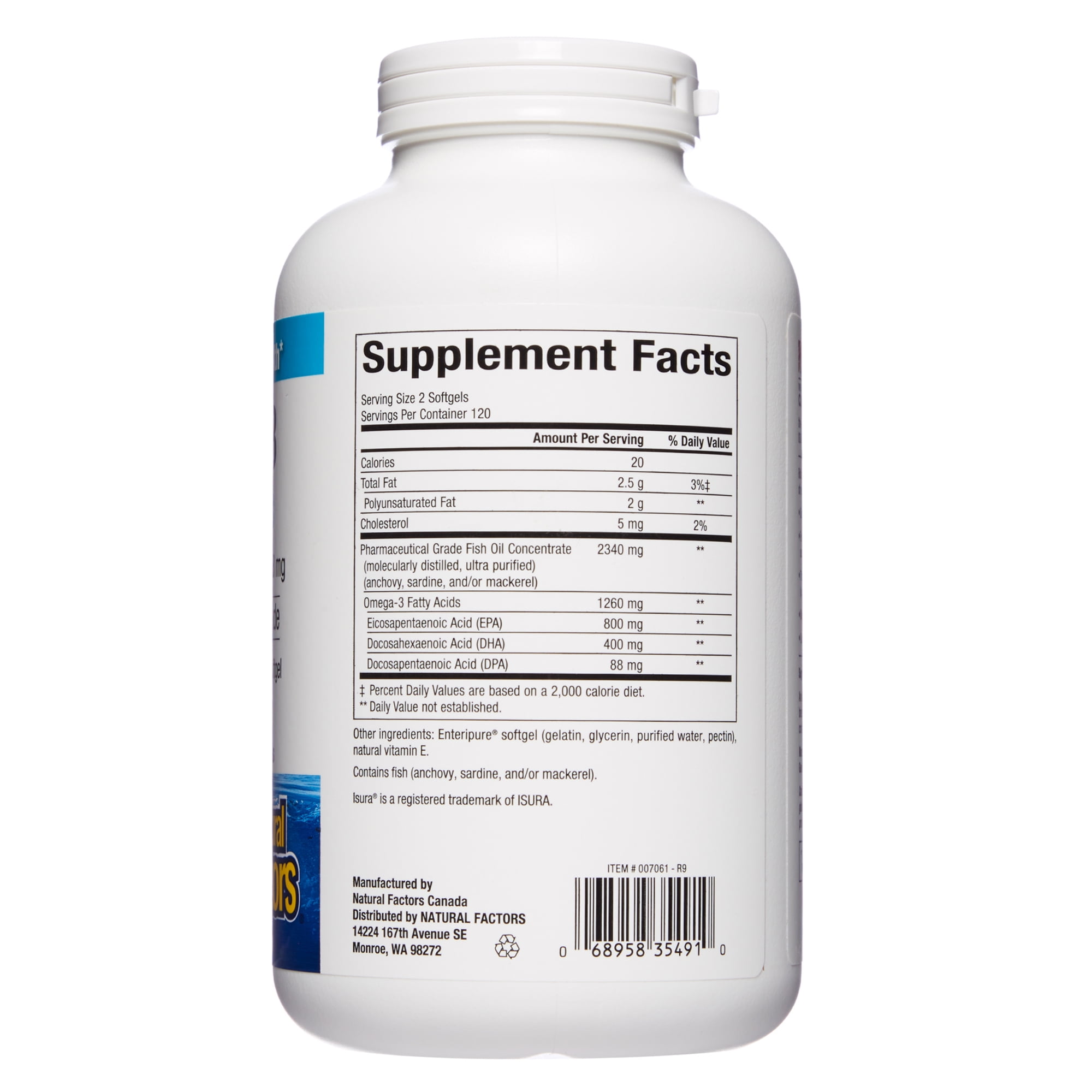 RxOmega-3 by Natural Factors, Natural Support for Cardiovascular Health with DHA and EPA, Daily Dietary Supplement, 240 Softgels