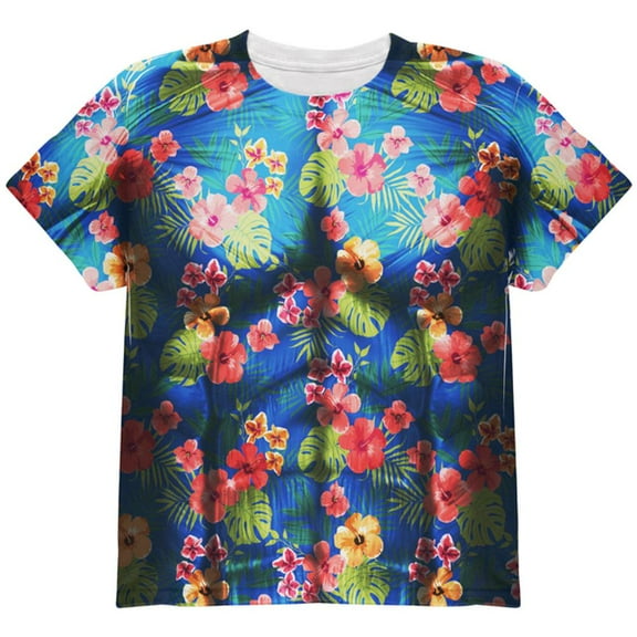 Tropical Vacation Aloha Superhero Costume All Over Youth T Shirt Multi YXL