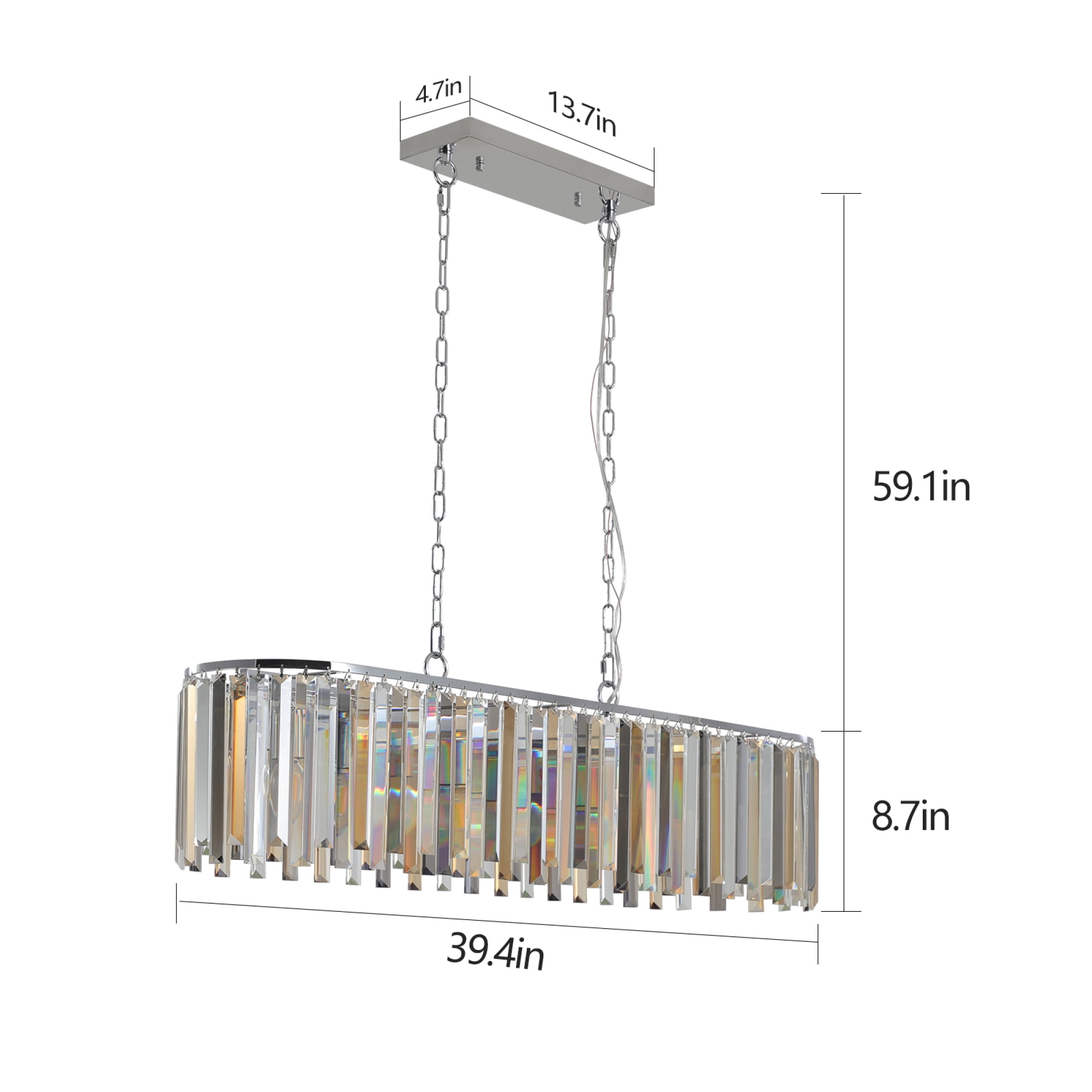 Jopath Modern Oval Crystal Ceiling Chandelier Luxury Hanging Pendant Light Fixture for Living Room, Bedroom, Kitchen (No Bulbs)