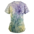 thumbnail image 3 of EHTMSAK Scrub Top Women with Pocket Floral Short Sleeve V-Neck Tops Working Uniform Cartoon Print Blouse Multicolor 4X, 3 of 3