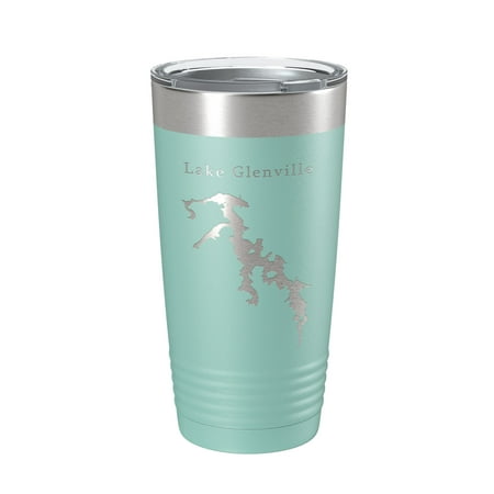 

Lake Glenville Map Tumbler Travel Mug Insulated Laser Engraved Coffee Cup North Carolina 20 oz Teal