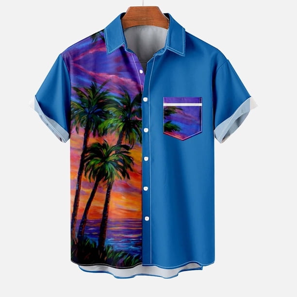UVEASISHA Hawaiian Shirt for Men Funny,Men's Palm Tree Printed