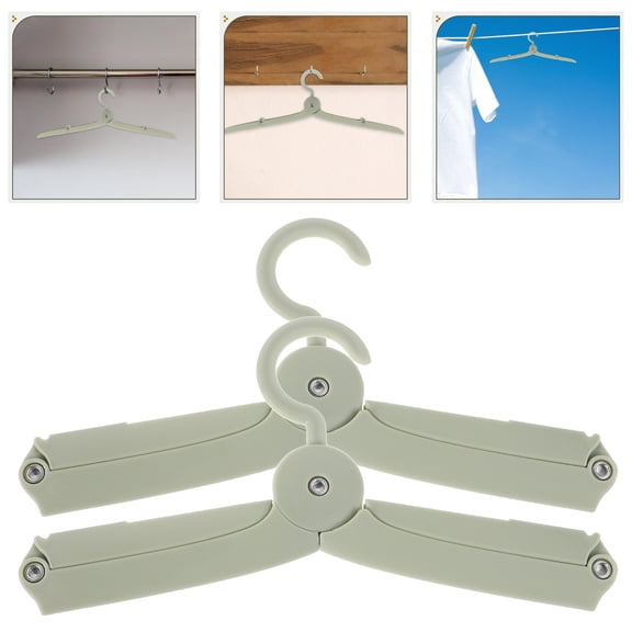 HEATSHAKING 4pcs Folded Travel Hangers Telescopic Hanger For Closet Green PP Design