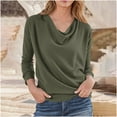 thumbnail image 2 of Annhoo Womens Cowl Neck Shirts Business Long Sleeve Solid Color Blouses Tunic Fall Winter Dressy Casual Outfits Clothes, 2 of 5