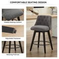 thumbnail image 2 of PAPROOS Swivel Bar Stools Set of 2, Modern Counter Height Stools with Linen Upholstery, Kitchen Barstools with Solid Wood Frame for Kitchen Island, Dark Gray, 2 of 11