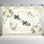 White Polyester Elegant 'Mr & Mrs' Banner - Backdrop for Wedding, Anniversary, and Cake Smash Photoshoots