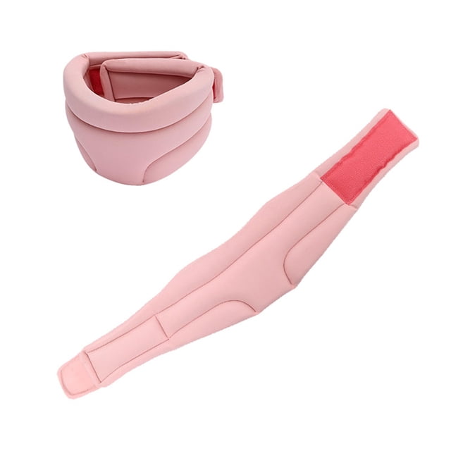 Pink Soft Foam Neck Brace Collar Support - Adjustable Cervical Pillow for Sleeping, Vertebrae Stabilization & Spine Pressure Relief