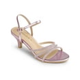 thumbnail image 1 of BLISSFUL STEP Chaussures pour Femmes Sandales à Talon Kitten à Bout Ouvert en PU avec Bride à la Cheville Ornée de Strass Rose 8,5, 1 of 7