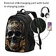 thumbnail image 2 of Balery Gold Pattern Black Skull Mochila con carga USB para hombre y mujer - Mochila impermeable y antirrobo para portátil con puerto USB para viajes, trabajo, estudios y universidad, 2 of 7