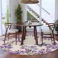 thumbnail image 3 of Purple Flowers Round Area Rug 7Ft Washable Circle Rugs for Dorm Laundry Room, Butterfly Spring Floral Rustic Farmhouse Non-Slip Carpet Floor Mats Indoor Outdoor Carpet Runner Aesthetic Home Decor, 3 of 8