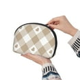 thumbnail image 6 of YFYANG 2 Piece Women's Portable Makeup Bags, Vintage Beige Love Plaid Clutch Travel Toilet Bags Cosmetic Organizer, 6 of 7