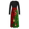 thumbnail image 4 of IROINNID Christmas Ugly Dresses for Women Long Sleeve Crewneck Cocktail Dress Xmas Party Santa Print Maxi A-Line Dress,Red, 4 of 5