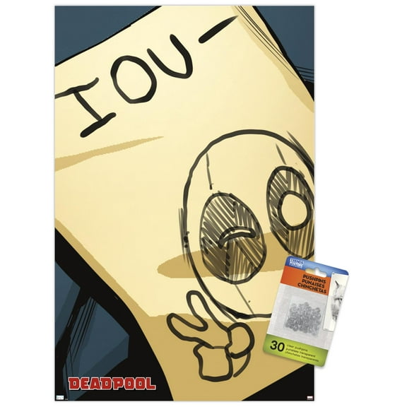 Marvel Comics Deadpool - IOU Wall Poster with Push Pins, 14.725" x 22.375"