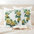 thumbnail image 3 of Yellow Rose Outdoor Waterproof Pillow Covers, Flower Floral Spring Watercolor Green Leaf Decorative Square Throw Pillowcase Sofa Cushion Sham for Patio/Couch/Chair, 18"x18" 2 Pack, 3 of 8