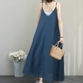 thumbnail image 6 of IROINNID Women's Empire Dress V-Neck Sleeveless Summer Dresses For Dress Loose Dresses Solid Color Full-Length Dress, 6 of 9