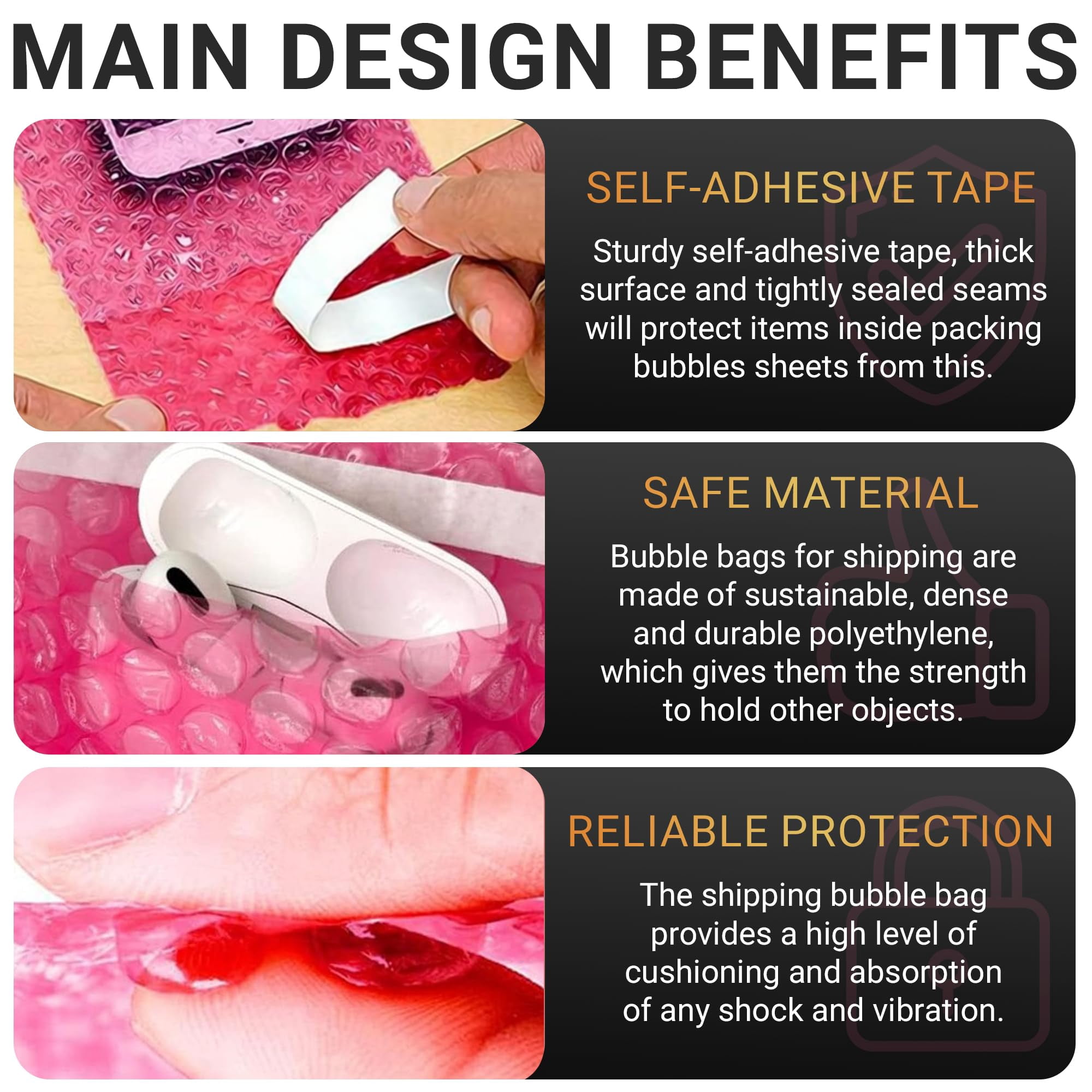 Pink Anti-Static Bubble Out Bags, Self-Seal Padded Pouches, 500 Count, 4 x 5.5 in