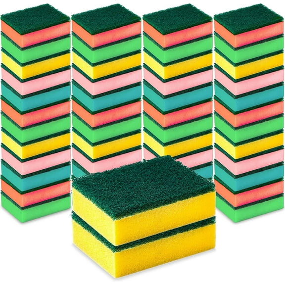 DecorRack Non-Scratch Cleaning Scrub Sponges for Kitchen, Dishes, Bathroom (Pack of 50)