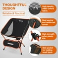 thumbnail image 4 of Lightweight Folding Camping Chair, Portable Foldable for Outdoor Travel, Beach, Hiking, Supports 330Lbs (Orange), 4 of 7