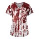 thumbnail image 1 of Blusa quirúrgica con cuello en V y diseño de salpicaduras de sangre para Halloween para mujer: uniforme médico con bolsillos, 1 of 3